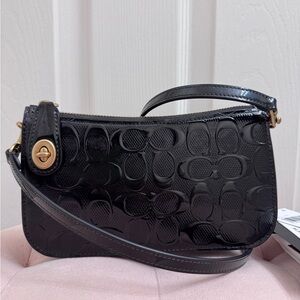 Coach Penn Shoulder Bag Black Patent